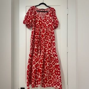 Zara Red Floral Printed Dress - XL